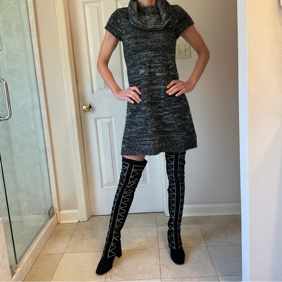 XXI Sweater Dress, B & W, Cowell Neck, Cap Sleeves, Pullover, Stretch, Sz Small - Picture 8 of 8